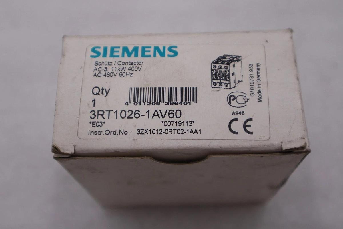 Used SIEMENS 3RT1026-1AV60 MOTOR STARTER CONTACTOR - NEW IN BOX - STOCK GF563A