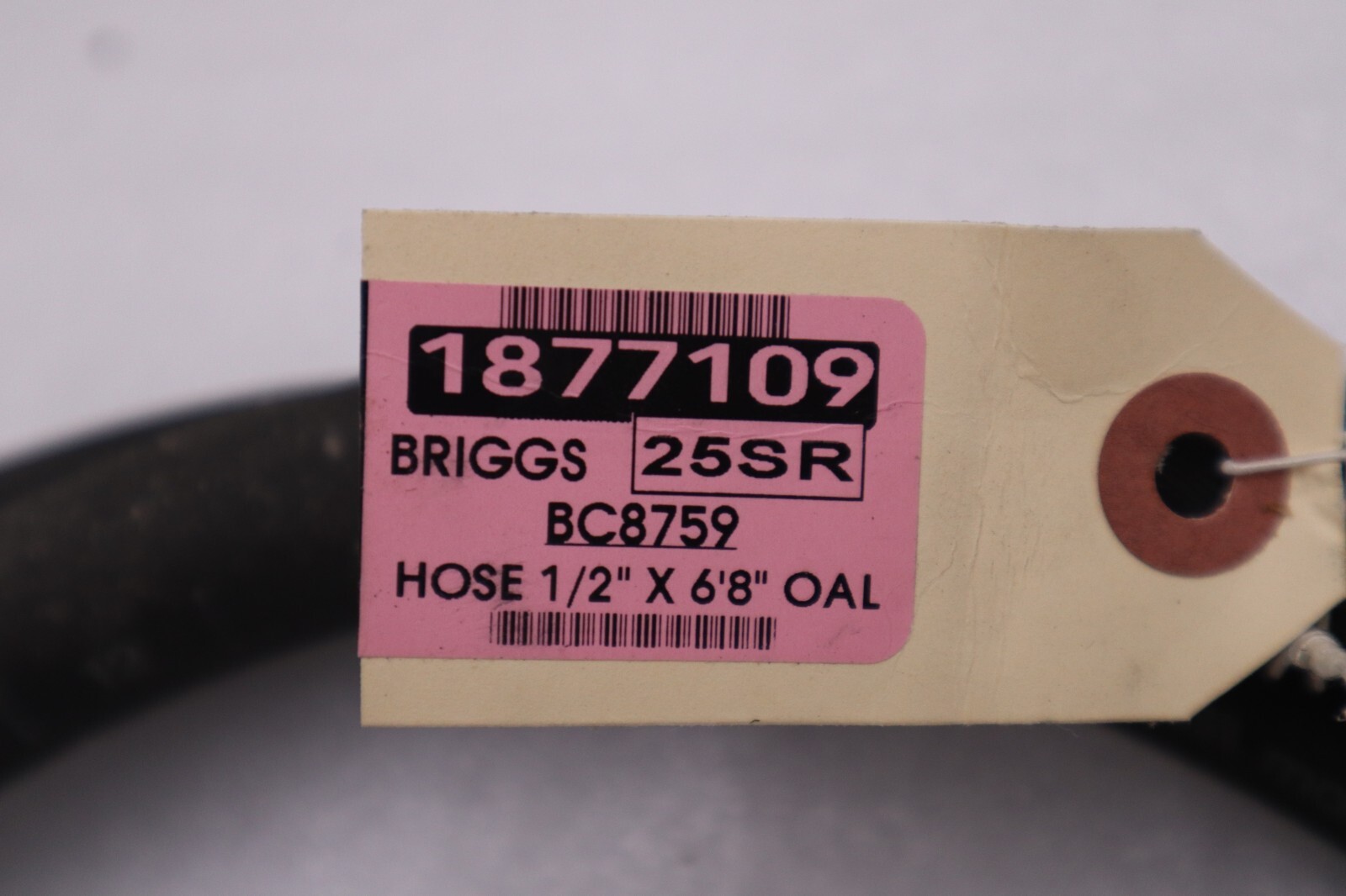 BRIGGS BC8759  25SR/ 1877109 HOSE 1/2" X 6'8" OALSTOCK 1286-A