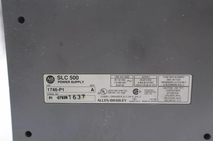 Used Allen Bradley 1746-P1 SLC500 Power Supply #K-704-A