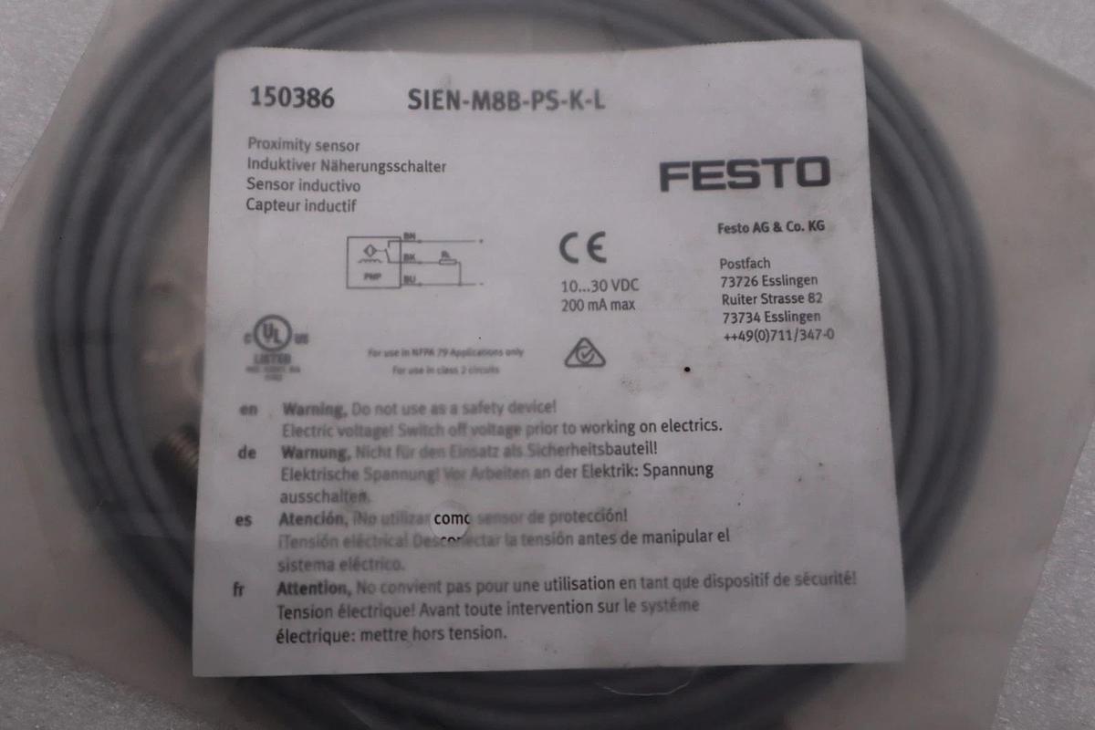 Festo SIEN-M8B-PS-K-L Proximity Sensor Switch STOCK H1643A