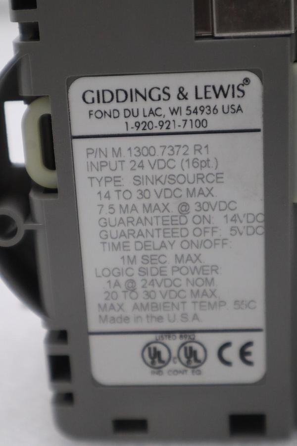 Used GIDDINGS & LEWIS M.1300.7372 R1 Input Module 24VDC SINK/SOURCE STOCK 641-D