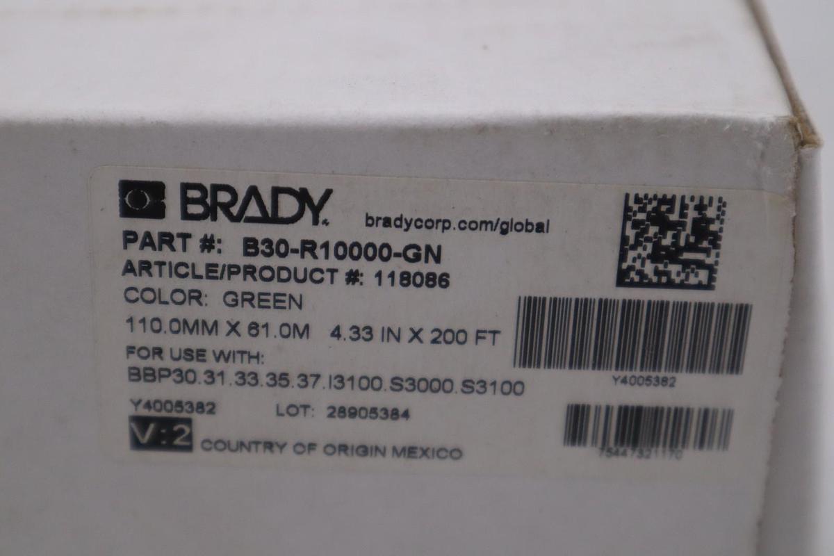 OE Brady - B30 Series R10000 Green Printer Ribbon - 4.3" x 200' - B30-R10000-GN