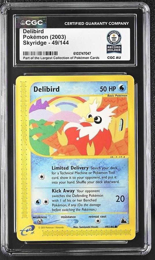 Used 2003 POKEMON SKYRIDGE #49 DELIBIRD E-READER CGC WORLD RECORD SLAB 1/1
