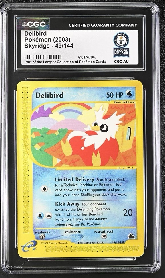 Used 2003 POKEMON SKYRIDGE #49 DELIBIRD E-READER CGC WORLD RECORD SLAB 1/1