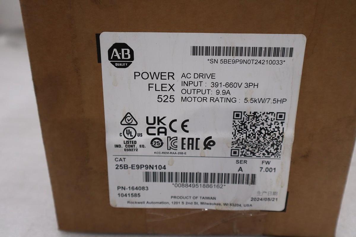 Allen Bradley 25B-E9P9N104 /A PowerFlex 525 AC Drive 600V 9.9A - STOCK GF239
