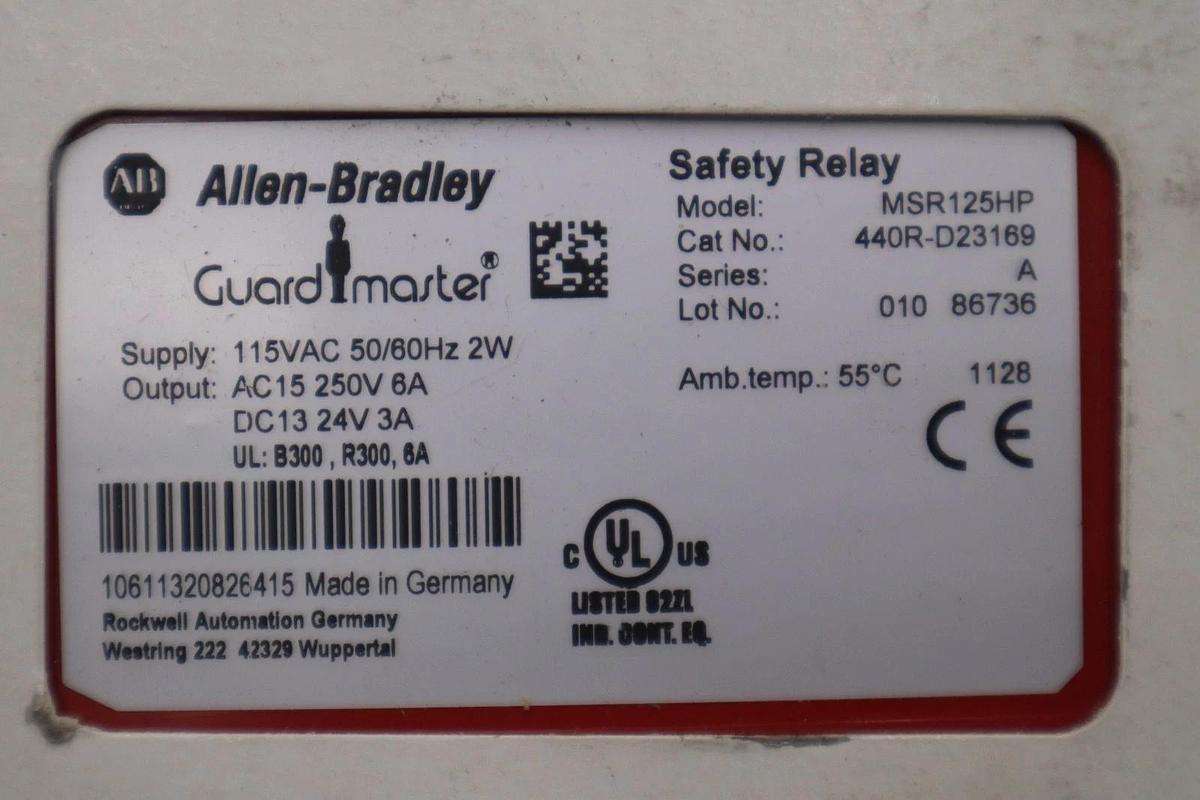 Used NEW ALLEN-BRADLEY 440R-D23169 MSR125HP SAFETY RELAY 115VAC STOCK 6078