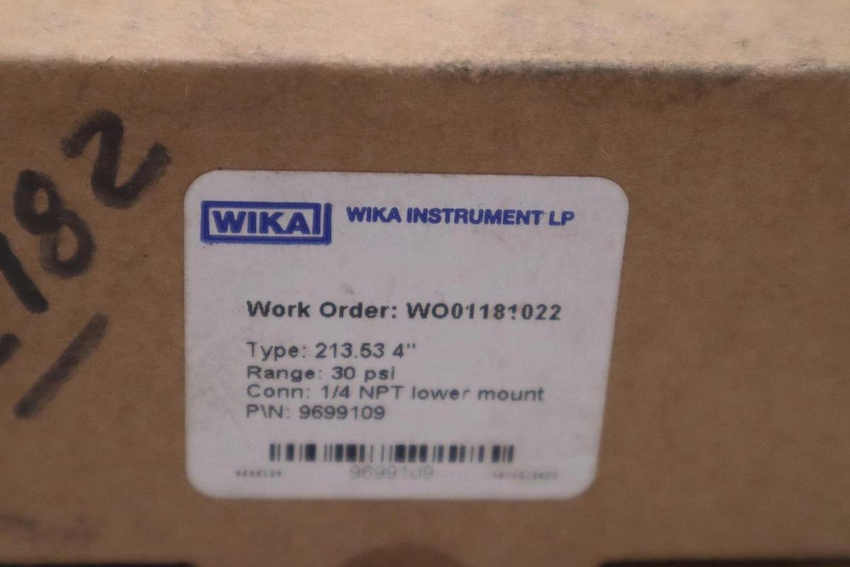 Used New Wika Type 213.53 4" Gauge 30psi 1/4" NPT LM 9699109 - STOCK GF599A