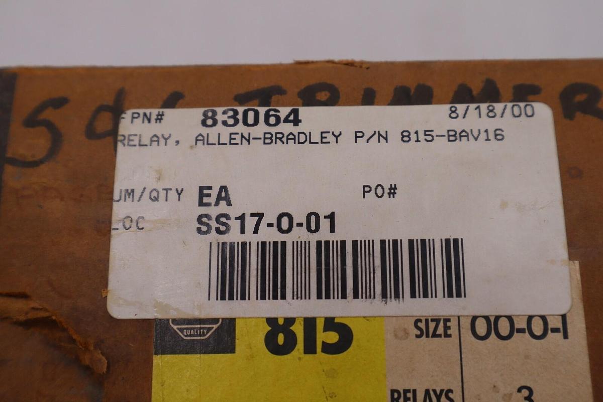 Used NEW ALLEN BRADLEY 815-BAV16 OVERLOAD RELAY PANEL SER. K, 815BAV16 STOCK 2375