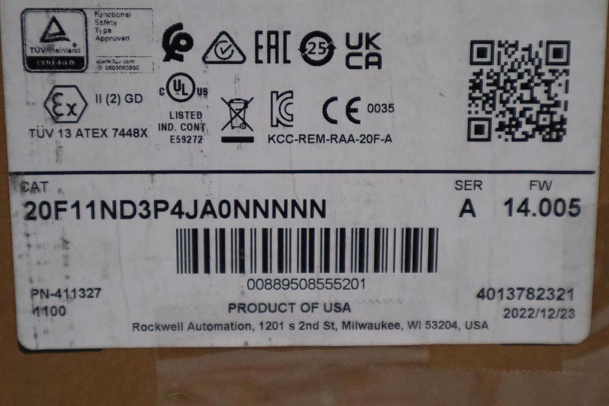 Used 20F11ND3P4JA0NNNNN POWERFLEX 753 2 HP DRIVE VFD NEW 2022 STOCK 5695
