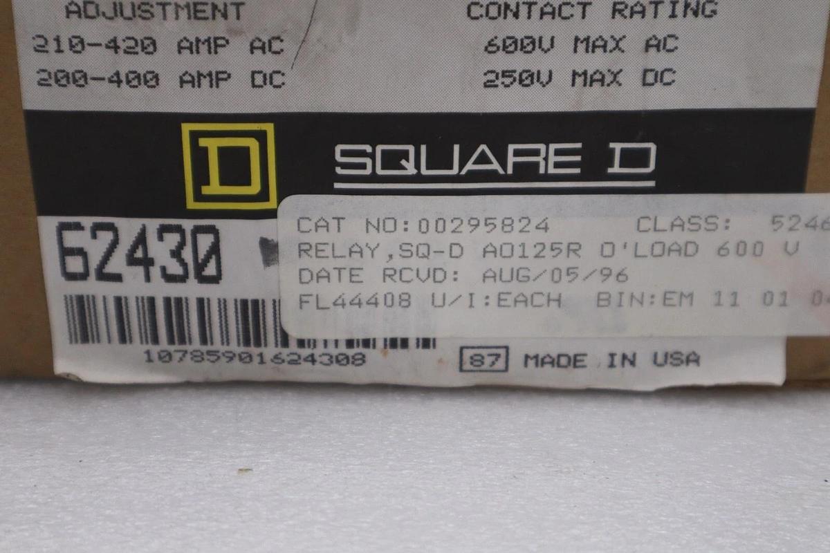 NEW SCHNEIDER ELECTRIC 9055 AO-125R/ 9055A0125R CURRENT RELAY MAGNETIC #G552A