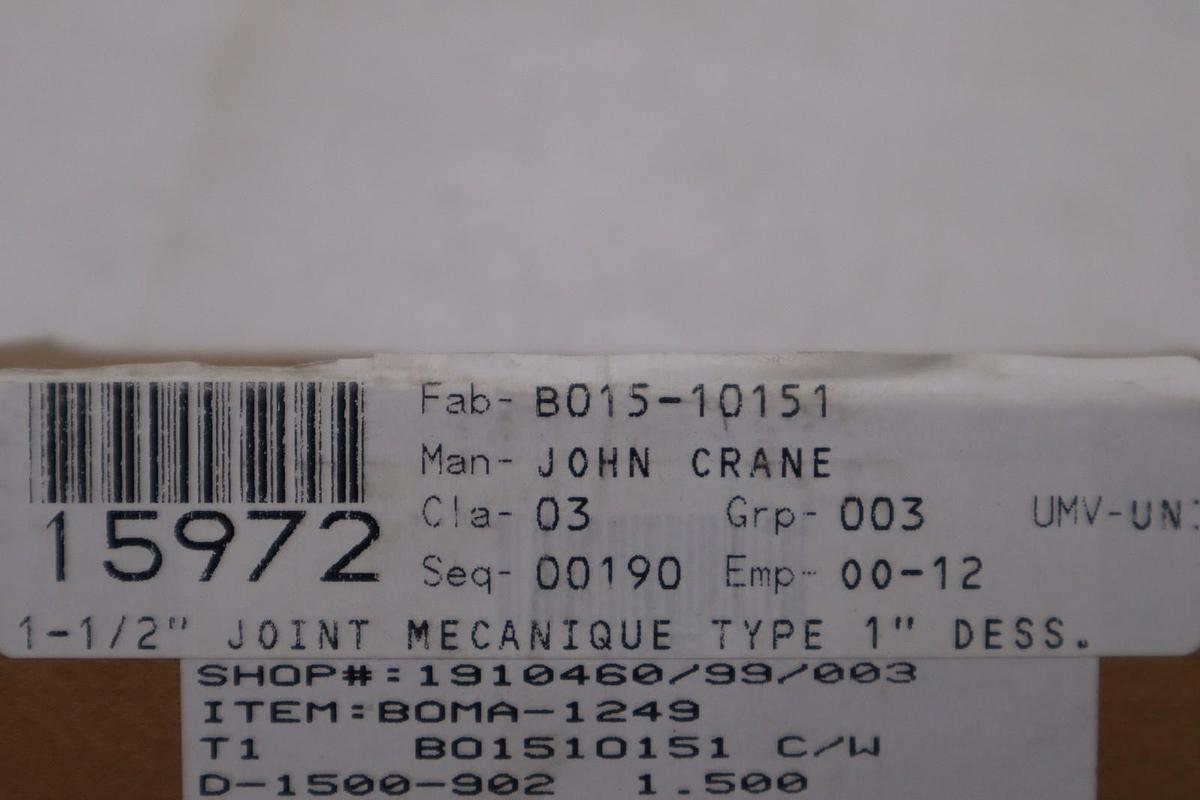 JOHN CRANE FSD-3000 D-1500-902 1-1/2" TYPE 1 - NEW IN BOX - STOCK GF482A
