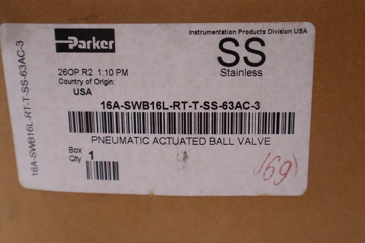 NEW 16A-SWB16L-RT-T-SS-63AC-3 Parker SWB16 Series Swing-Out Ball Valve STK 2597