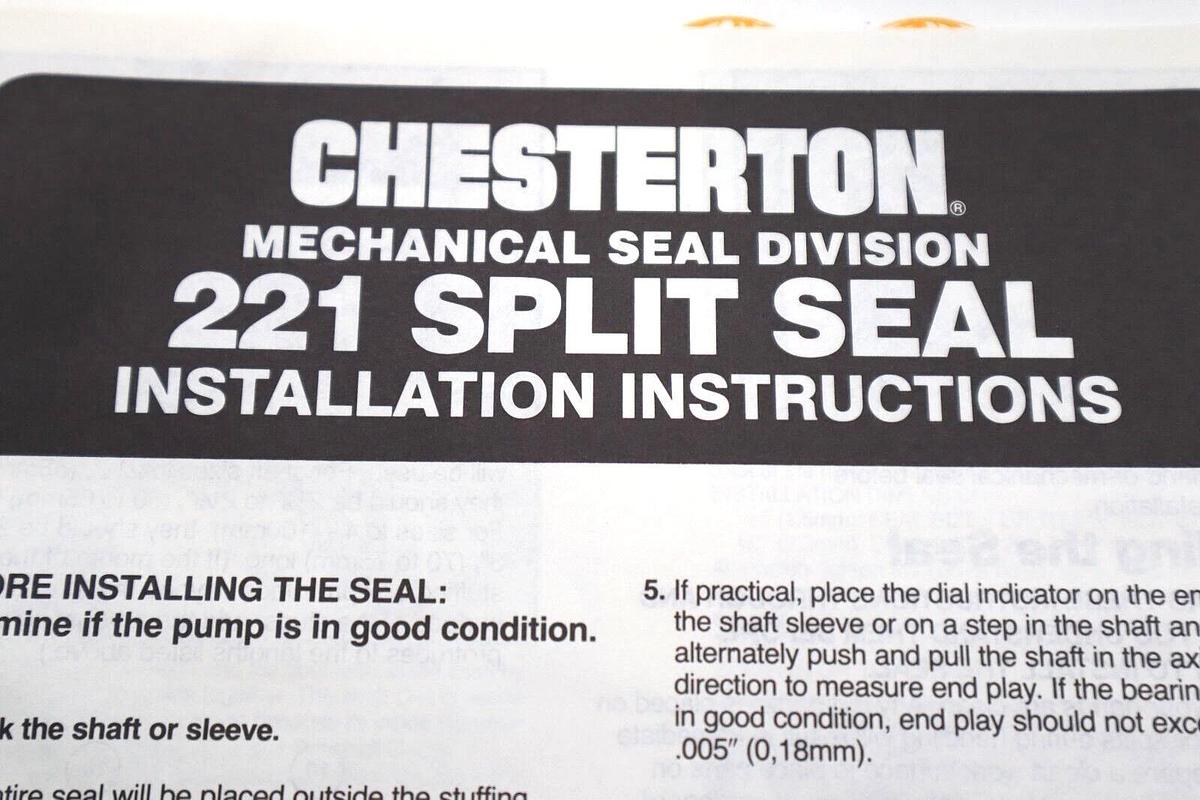 Used NEW CHESTERTON 42707 221 SPLIT SEAL SPK CB/CR EP SIZE -14 #L-453