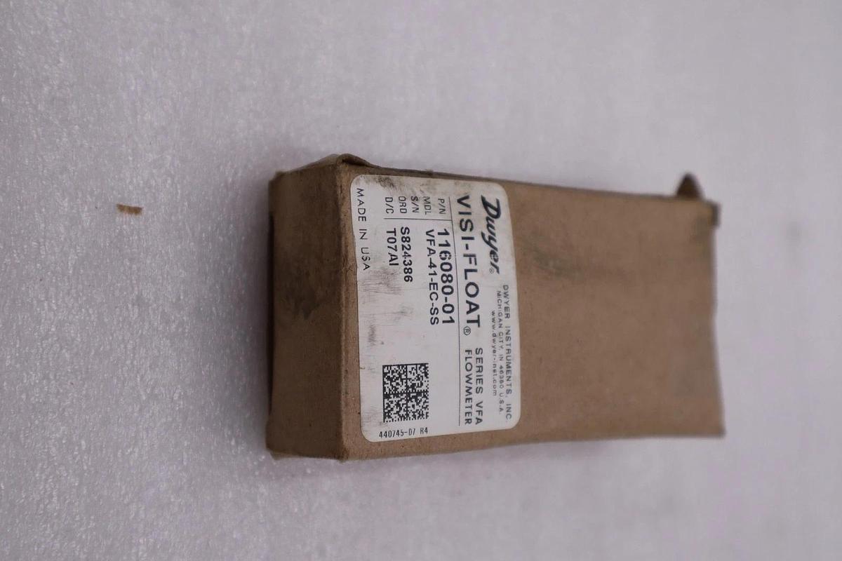 Used NEW IN BOX DWYER VFA-41-EC-SS LIQUID FLOWMETER 10BAR 0.08GPM 1/8 STOCK H969A