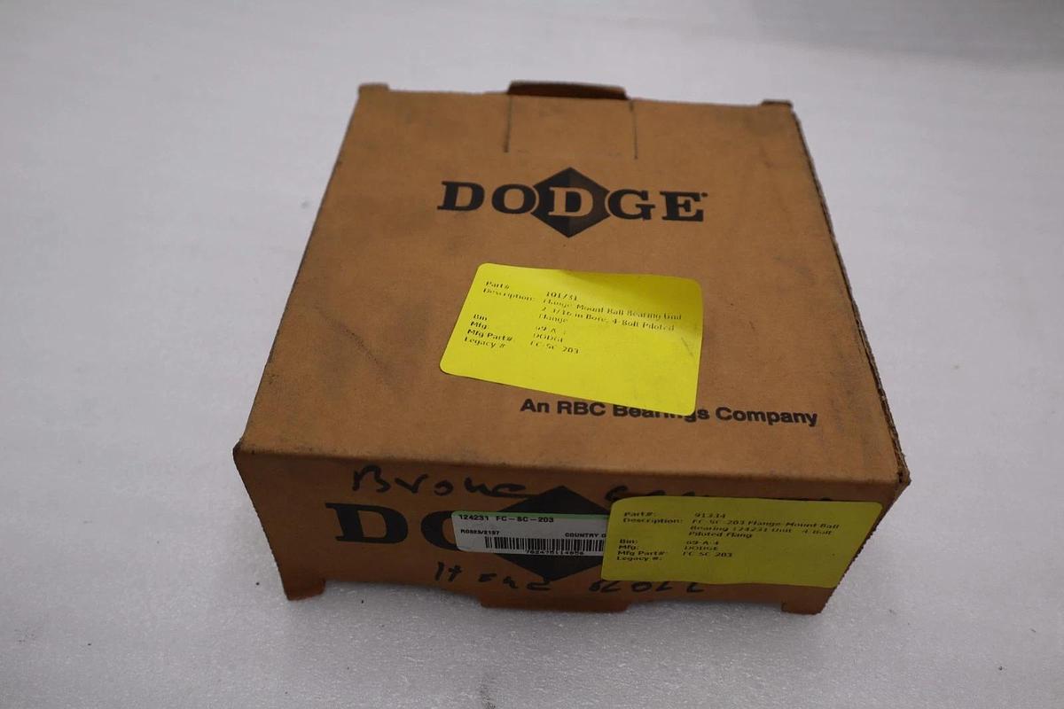Used NEW DODGE 124231 FC-SC-203 FLANGE BALL BEARING - STOCK 1670CC