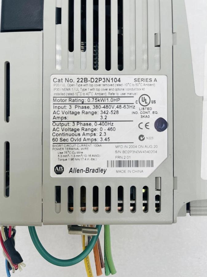 Used Allen-Bradley 22B-D2P3N104 Ser A Variable Frequency AC Drive #K-1682
