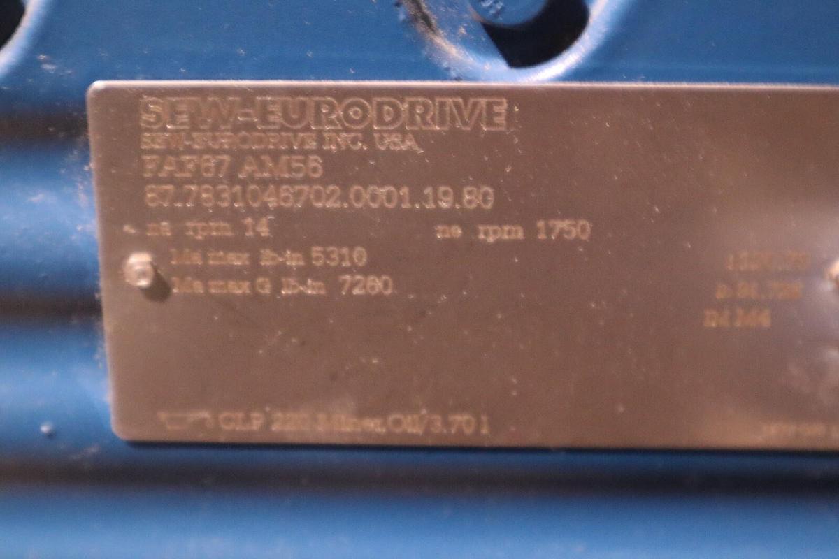 Used NEW SEW EURODRIVE FAF67 AM56/ FAF67AM56 GEAR BOX 1750RPM STOCK S-291