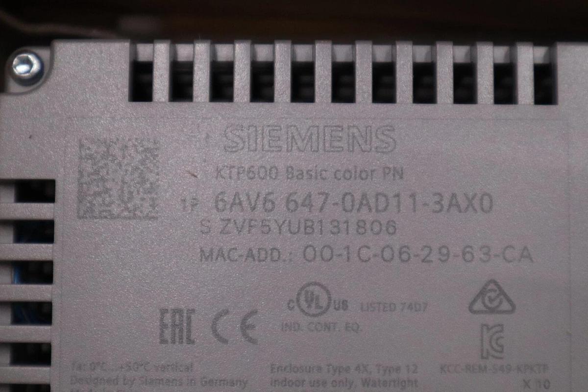 Used NEW IN BOX Siemens 6AV6 647-0AD11-3AX0 KTP600 Basic Color Touch Panel #3482A