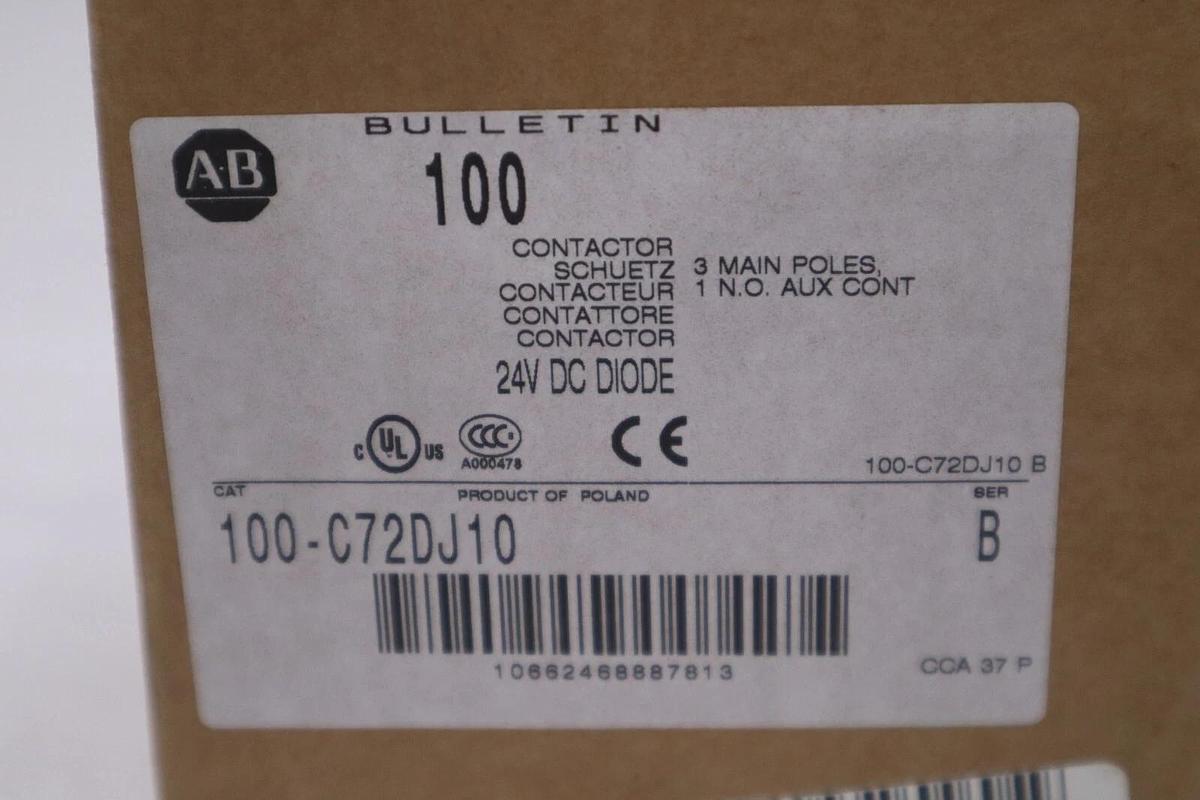 ALLEN BRADLEY 100-C72DJ10 CONTACTOR NEW WITH BOX STOCK G467