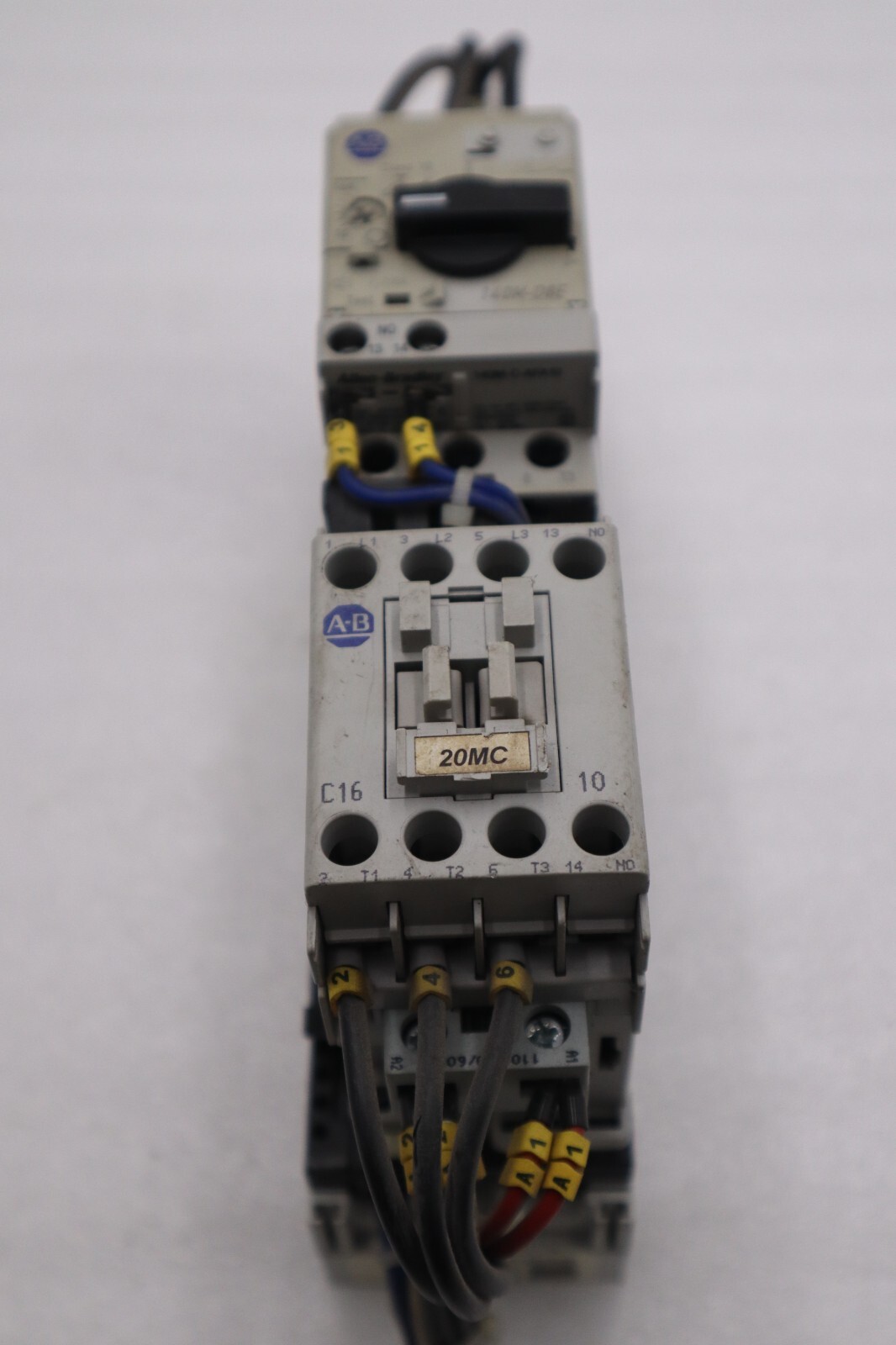 Used ALLEN BRADLEY 140M-D8E-C16 CIRCUIT BREAKER WITH 100-C16*10 CONTACTOR STOCK 4825A