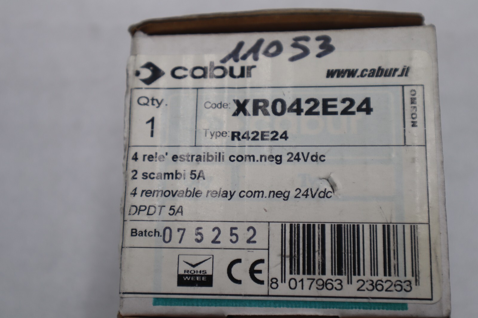 Used CABUR XR042E24 RELAY R42E24 DPST 8 AMP 24 VDC STOCK K-3440