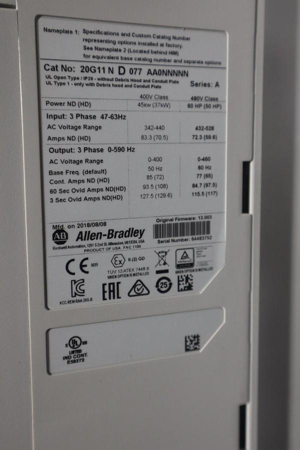Used Allen Bradley PowerFlex 755 20G11ND077AA0NNNNN Series A - STOCK SGF219