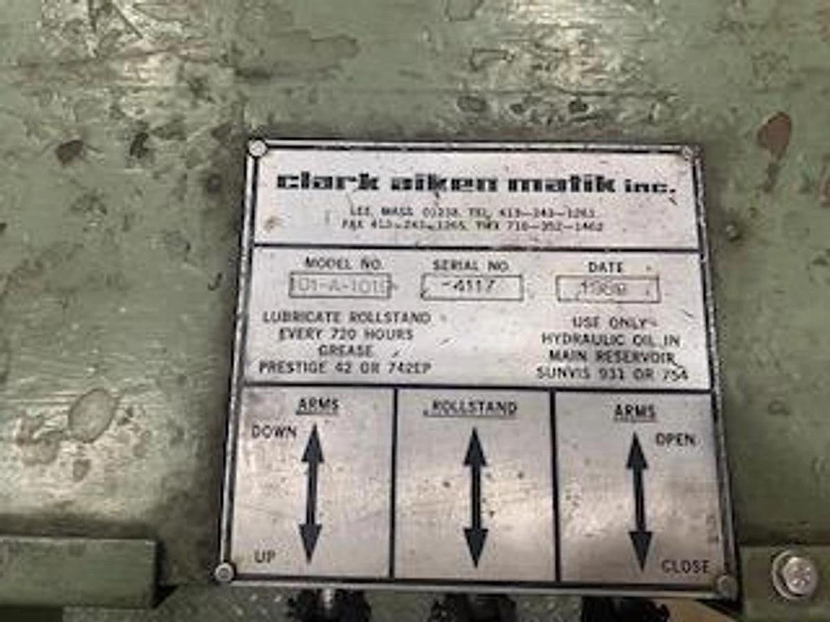 Used CLARK AIKEN 72" W X 72" OD SHAFTLESS FLOOR PICKUP UNWIND STANDS (2) AVAILABLE