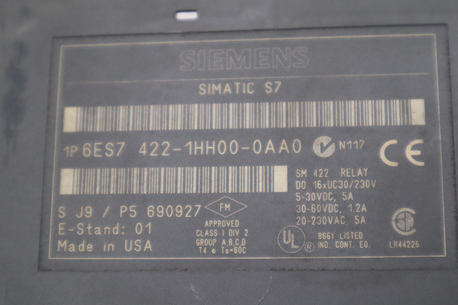 Used SIEMENS SIMATIC S7 DIGITAL OUTPUT MODULE 6ES7 422-1HH00-0AA0 STOCK K-3856