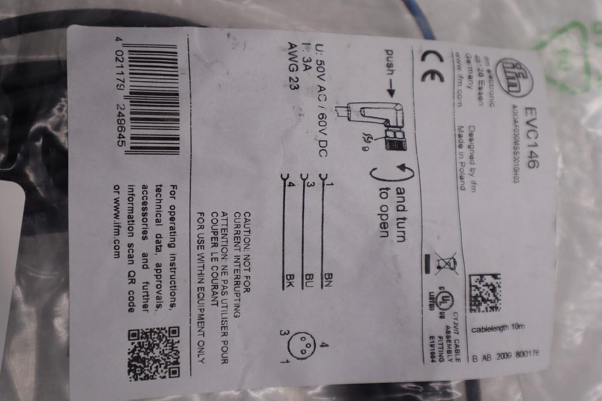 EFECTOR ADOAF030MSS0010H03-EVC146 CONNECTING CABLE WITH SOCKET STOCK B-1622