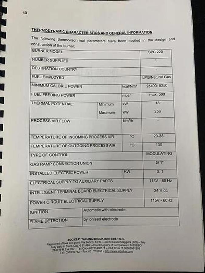 Used SIB SIBER MODEL 220 BURNER #2