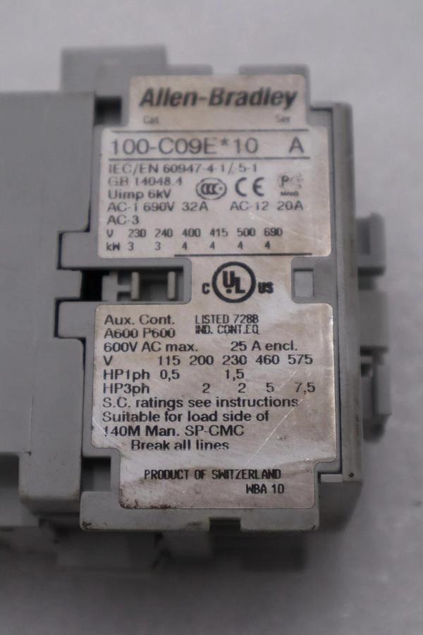 Used AB ALLEN BRADLEY 24V DC CONTACTOR SER A 100-C09E*10 STOCK H1074A