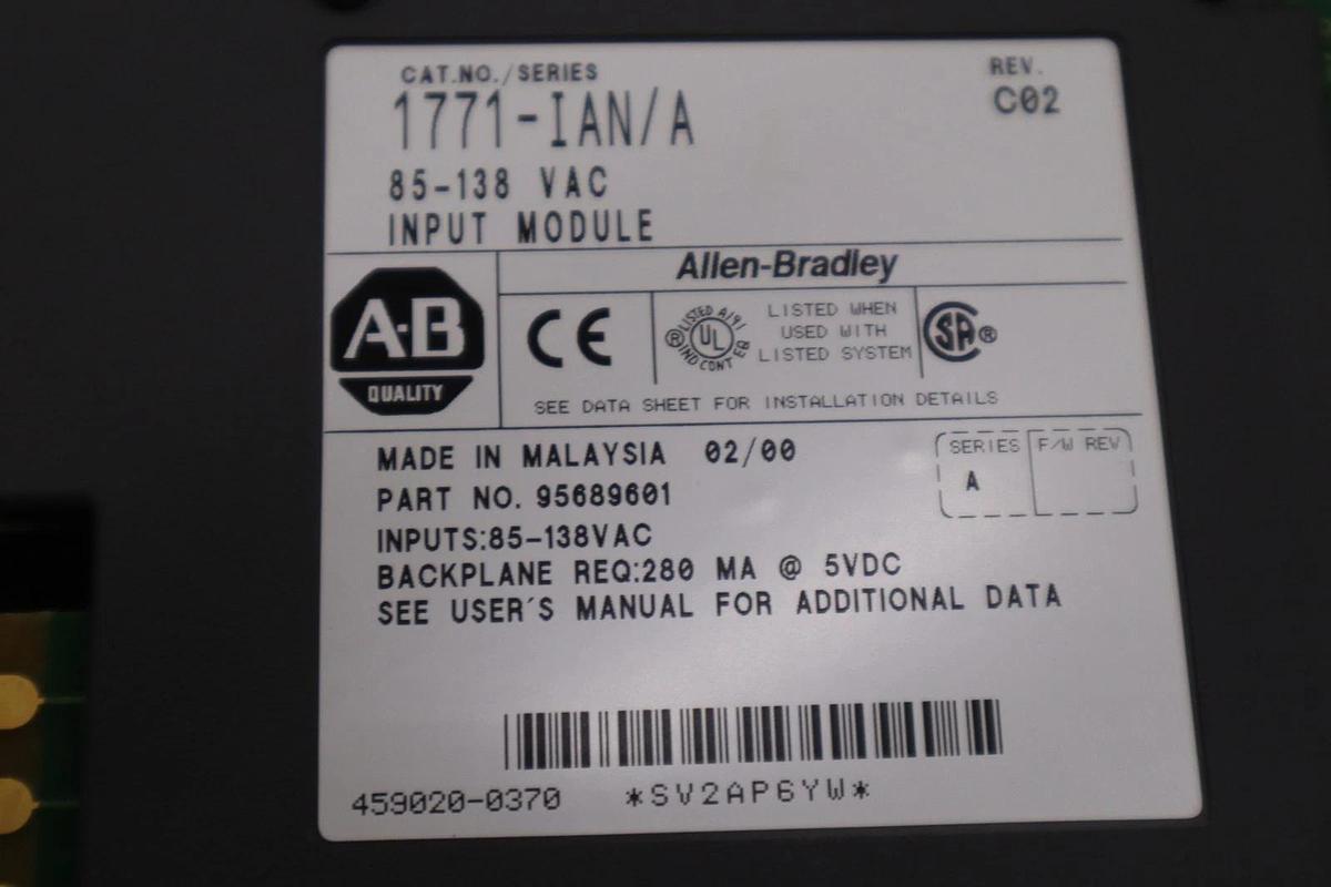 Used Allen-Bradley 1771-IAN Ser. A  Input Module 32 POINT 85-138 VAC - STOCK GF265