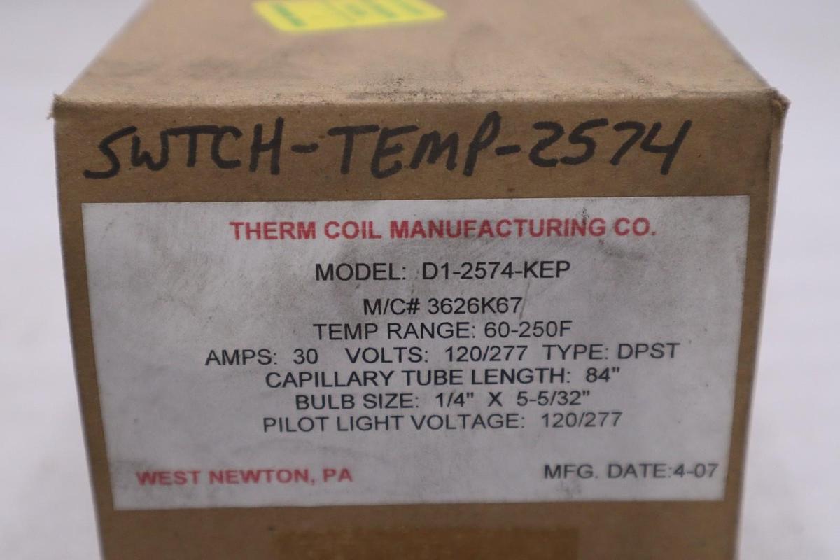 THERM COIL THERMOSTAT 60/250 DEGREES F D1-2574-KEP - STOCK GF721