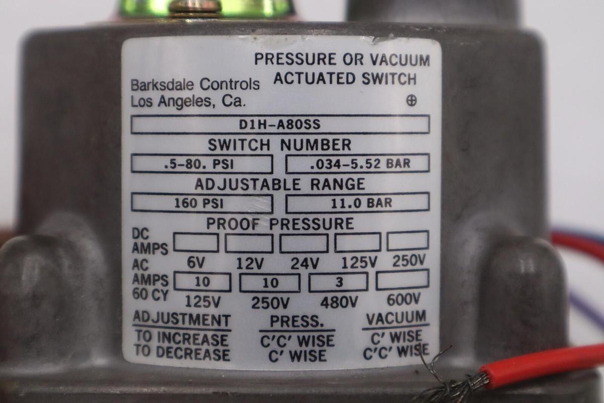 Used BARKSDALE D1H-A80SS SWITCH NEW OPEN BOX STOCK G575A