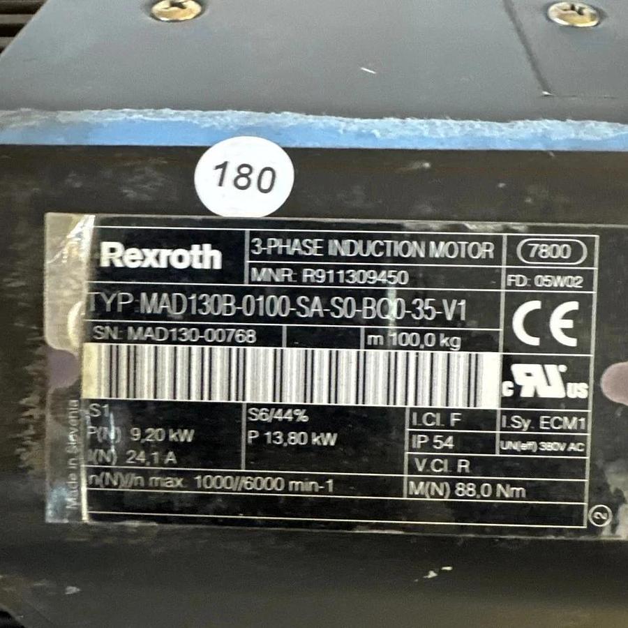 Used Rexroth R911309450 Used Servo 3ph Induction Motor MAD130B-0100-SA-S0-BQ0-35-N1