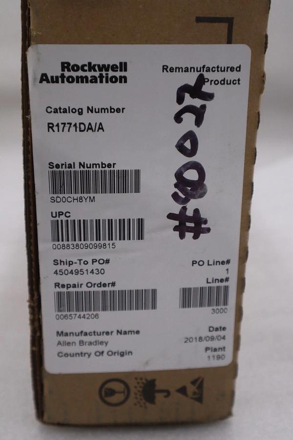 Refurbished Allen Bradley 1771-DA/A  ASCII I/O Module - Rockwell Remanufacted - STOCK GF886