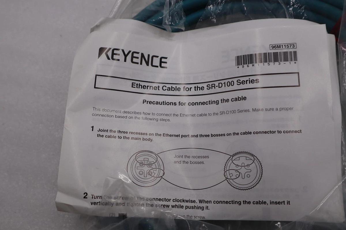 Used New Keyence OP-87231 ETHERNET CABLE NFPA79 COMPATIBLE M12 MALE 4 PIN STK H649A