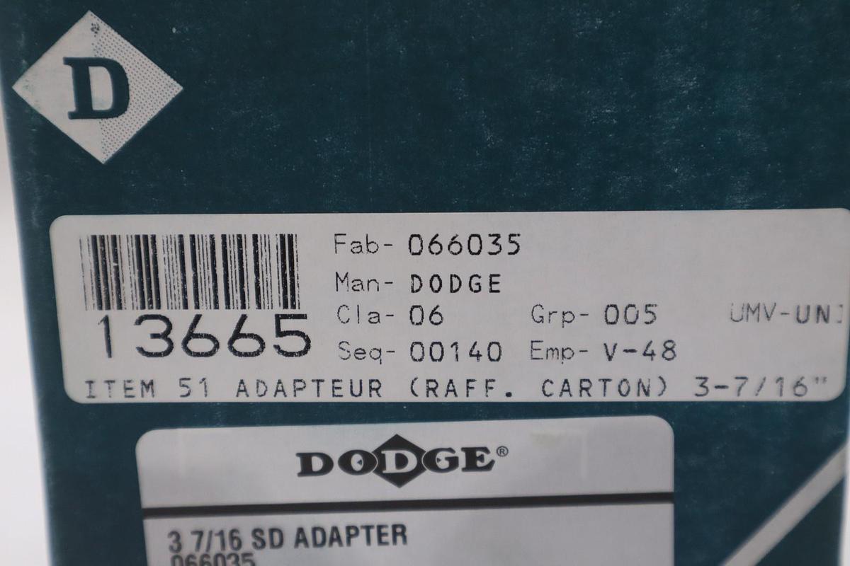 DODGE 066035 3 7/16 SD ADAPTER - NEW IN BOX - STOCK GF995