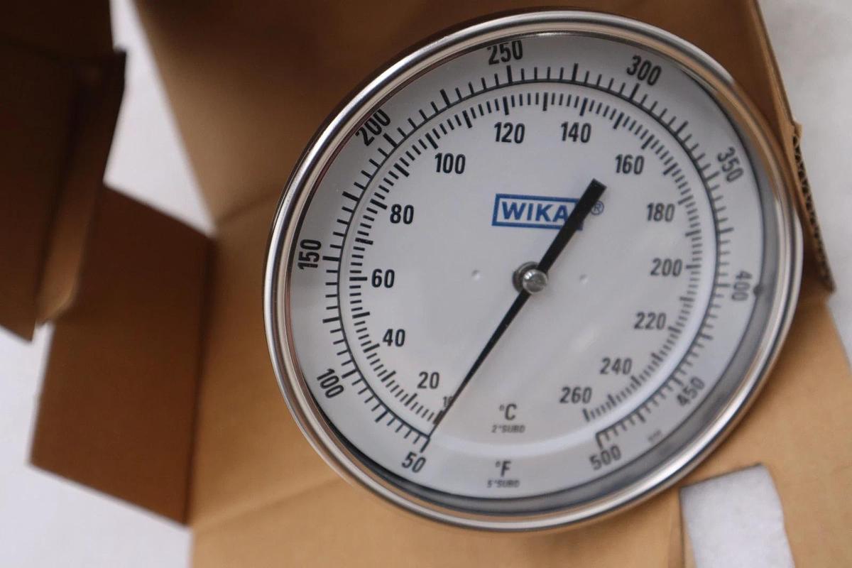 Used WIKA TI.52 BIMETAL THERMOMETER STEM 2.5" RANGE 50/500 F/C CONN 1/2"NPT - GF263