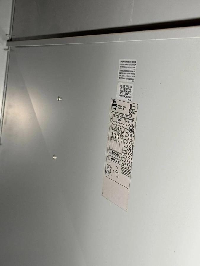 Used 660 kVA HPS Hammond 198884 Transformer 600V / 600Y/346V COPPER WINDINGS