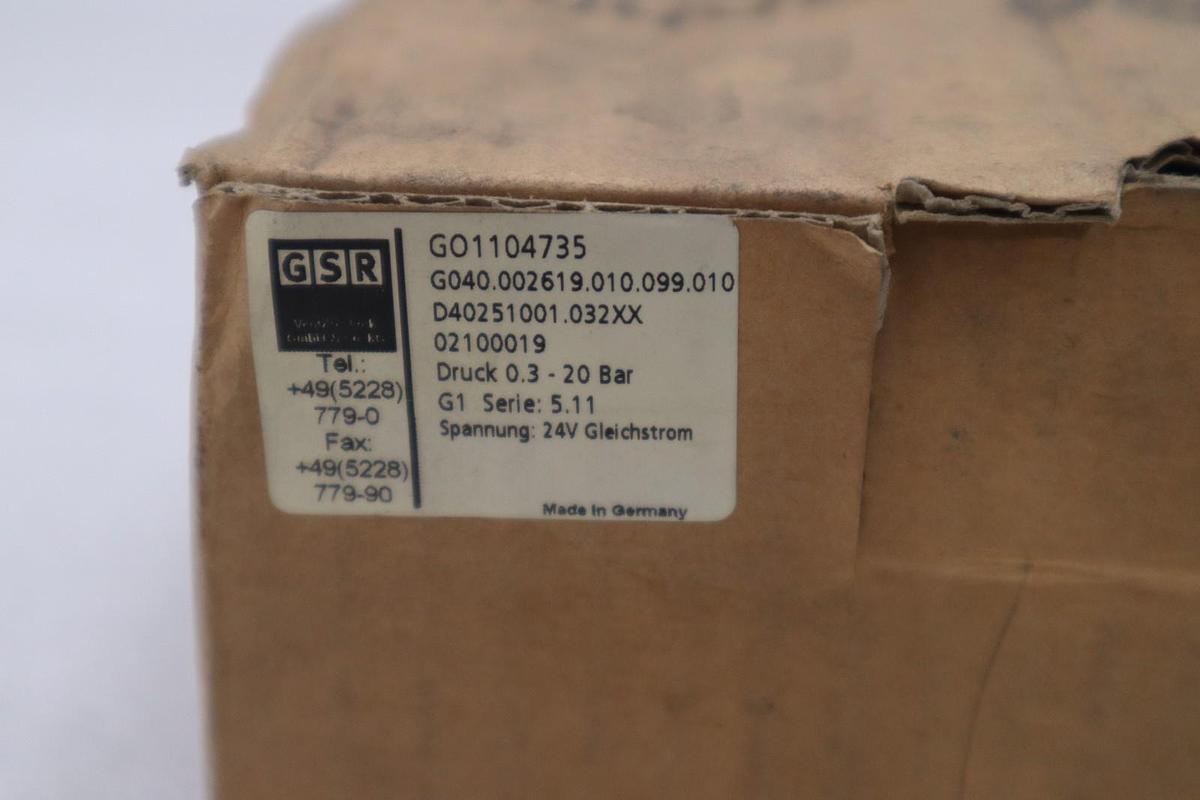 Used GSR G01109333 SOLENOID VALVE STOCK #K-1943A