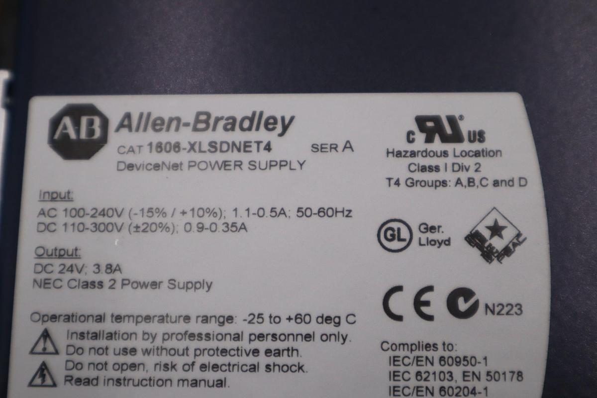 ALLEN BRADLEY 1606-XLSDNET4 SINGLE PHASE INPUT POWER SUPPLY DIN RAIL #GF279A