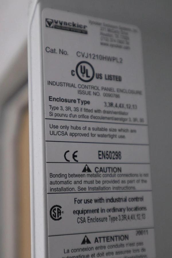 Used Wiegmann CVJ1210HWPL2 Enclossure Junction Box - STOCK 5605CC