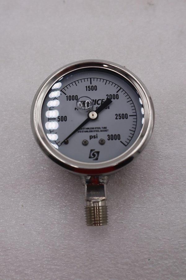 Used Trerice D83LFSS2502LA110 Pressure Gauge 2.5" Dial, 1/4" NPT, 0-3000 PSI #K-2243