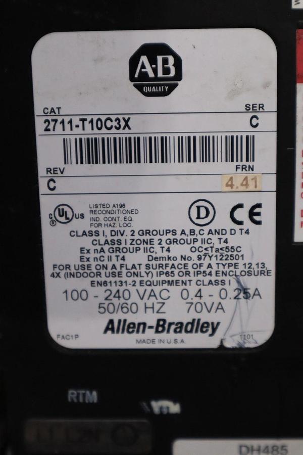 Used ALLEN BRADLEY 2711-T10C3X PANELVIEW 1000 HMI SCREEN STOCK H1803