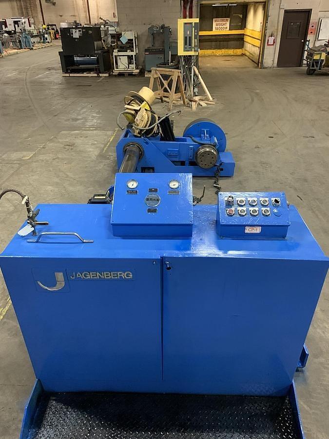 Used 65" JAGENBERG MODEL SE-18 SHAFTLESS FLOOR PICK UP UNWIND STAND 72" ROLL DIAMETER