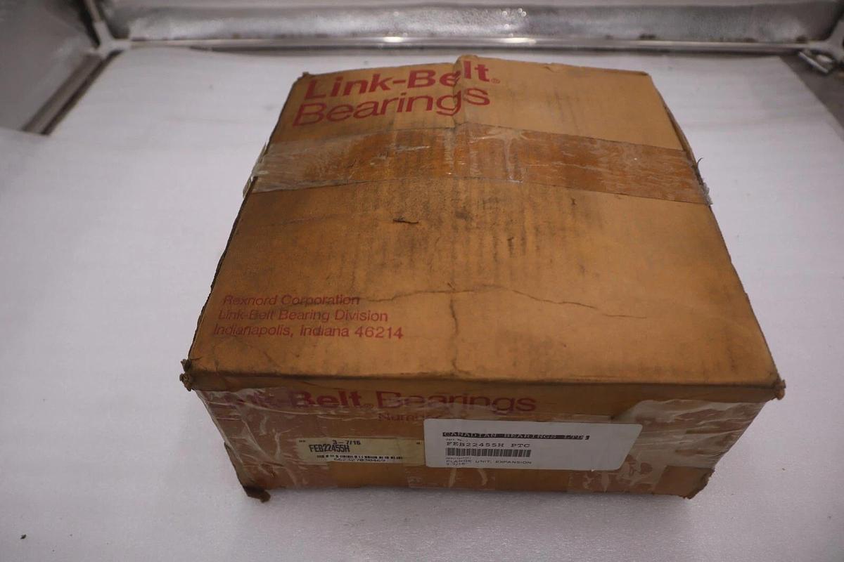 Used Link-Belt, Rexnord FEB22455H, 4 Bolt Flange Expansion Bearing, 3-7/16" Shaft NEW