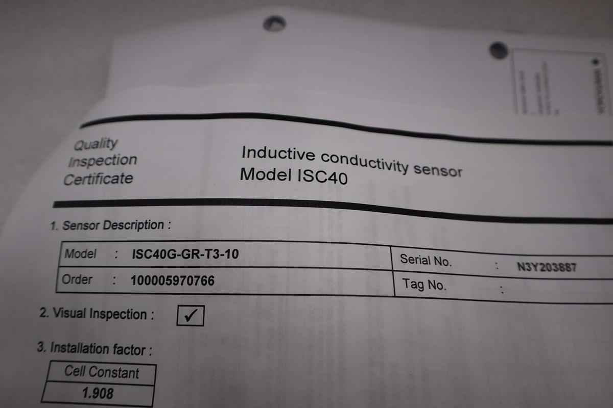 NEW YOKOGAWA ISC40G-GR-T3-10 CONDUCTIVITY SENSOR WITH CABLE STOCK G79