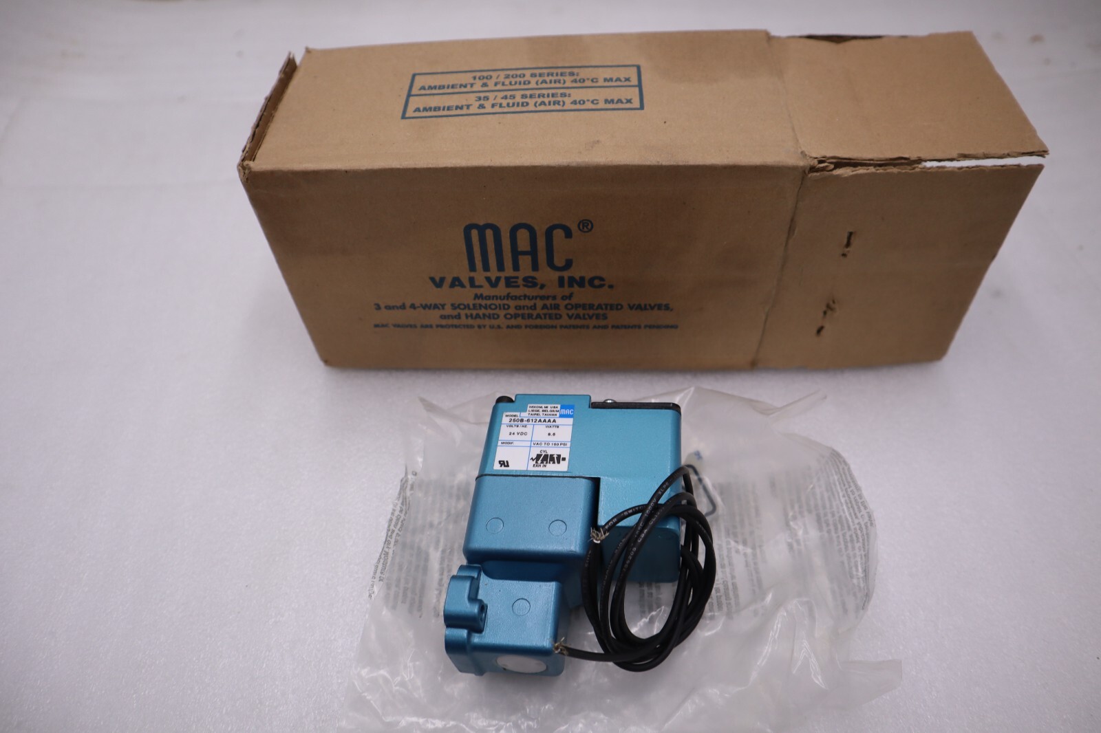 NEW MAC 250B-612AAAA SOLENOID VALVE 24VDC 25-150PSI 8.5WATT STOCK H295A