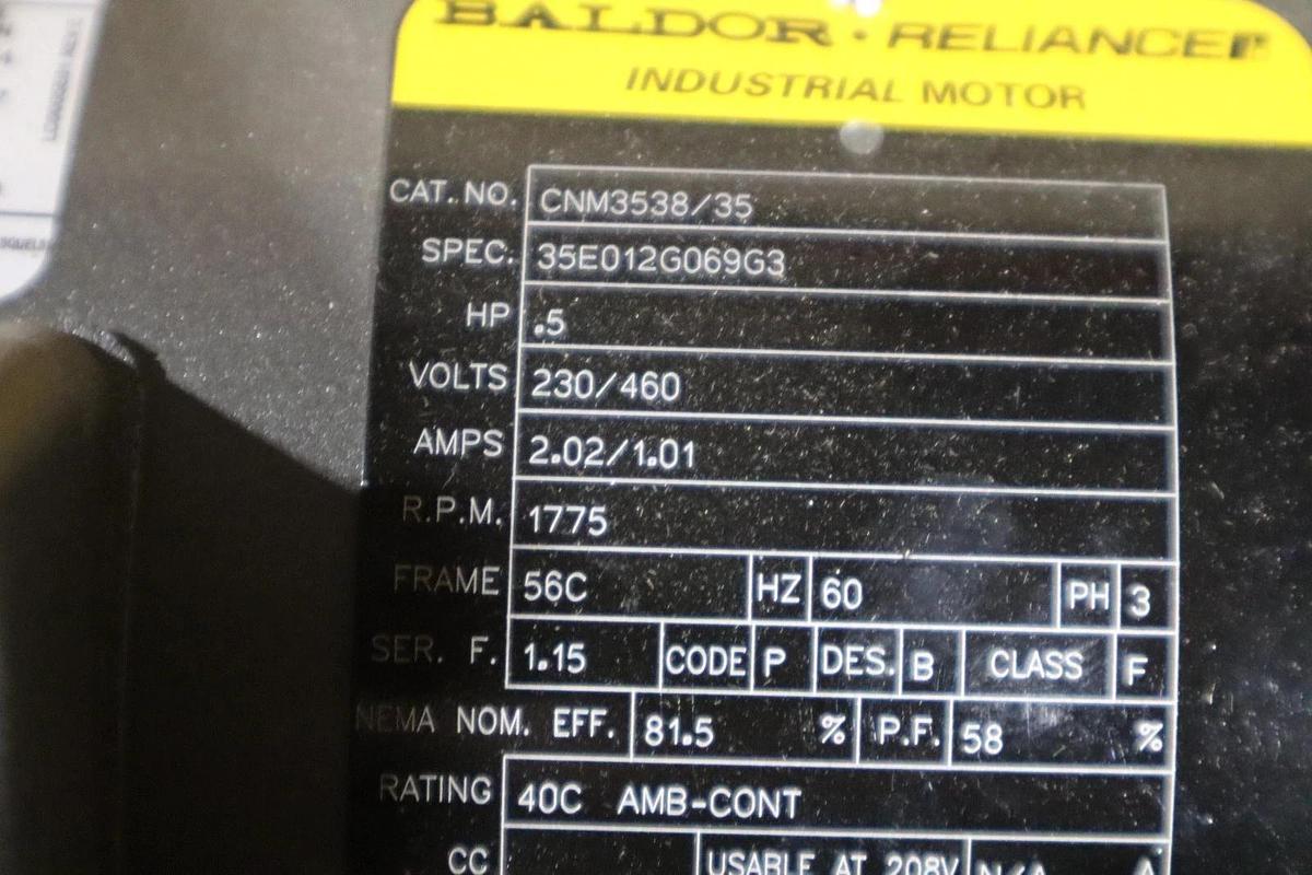 Used Baldor CNM3538/35 Industrial Motor .5 HP 230/460 V 1770 RPM 3 PH - STOCK SGF66